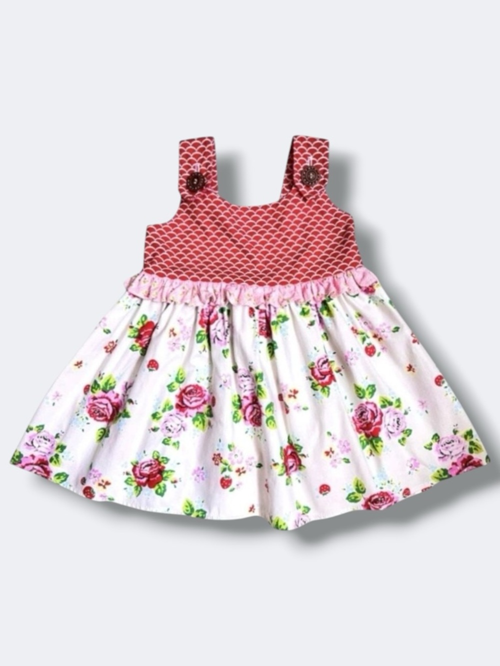 Cheeky Plum Girls Top Size 6 Floral Strawberry Mixed Print Ruffle Spring